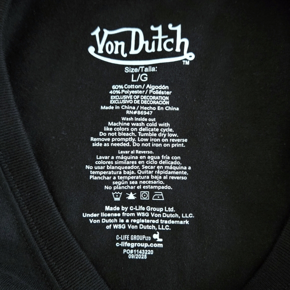 Von Dutch Black🖤 Graphic Tee👕 with White Logo - NWT - Picture 5 of 14